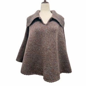 APC A.P.C Madras Brown Knit Poncho Size Small
